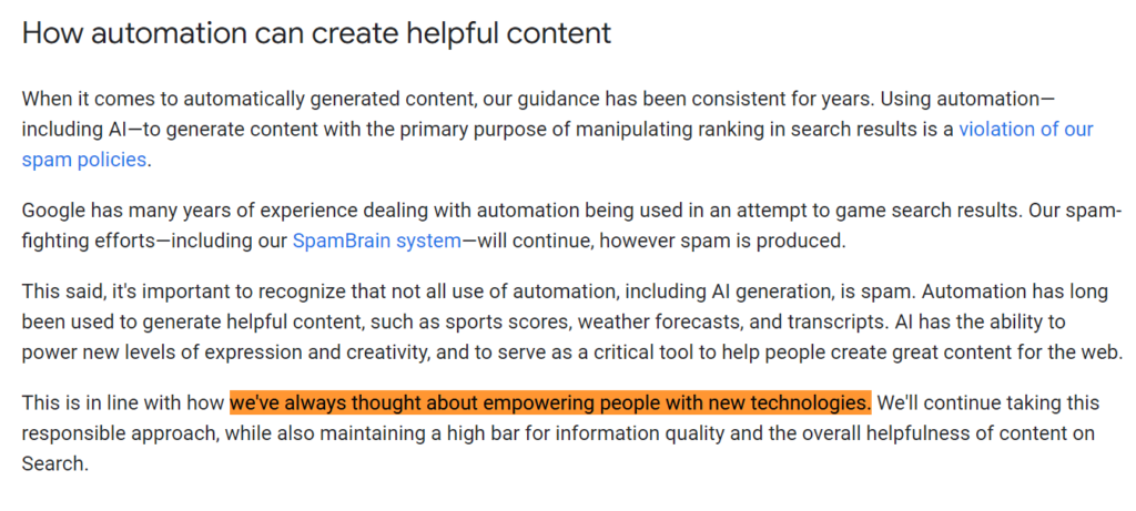 what google says about AI content - bitvero SEO company